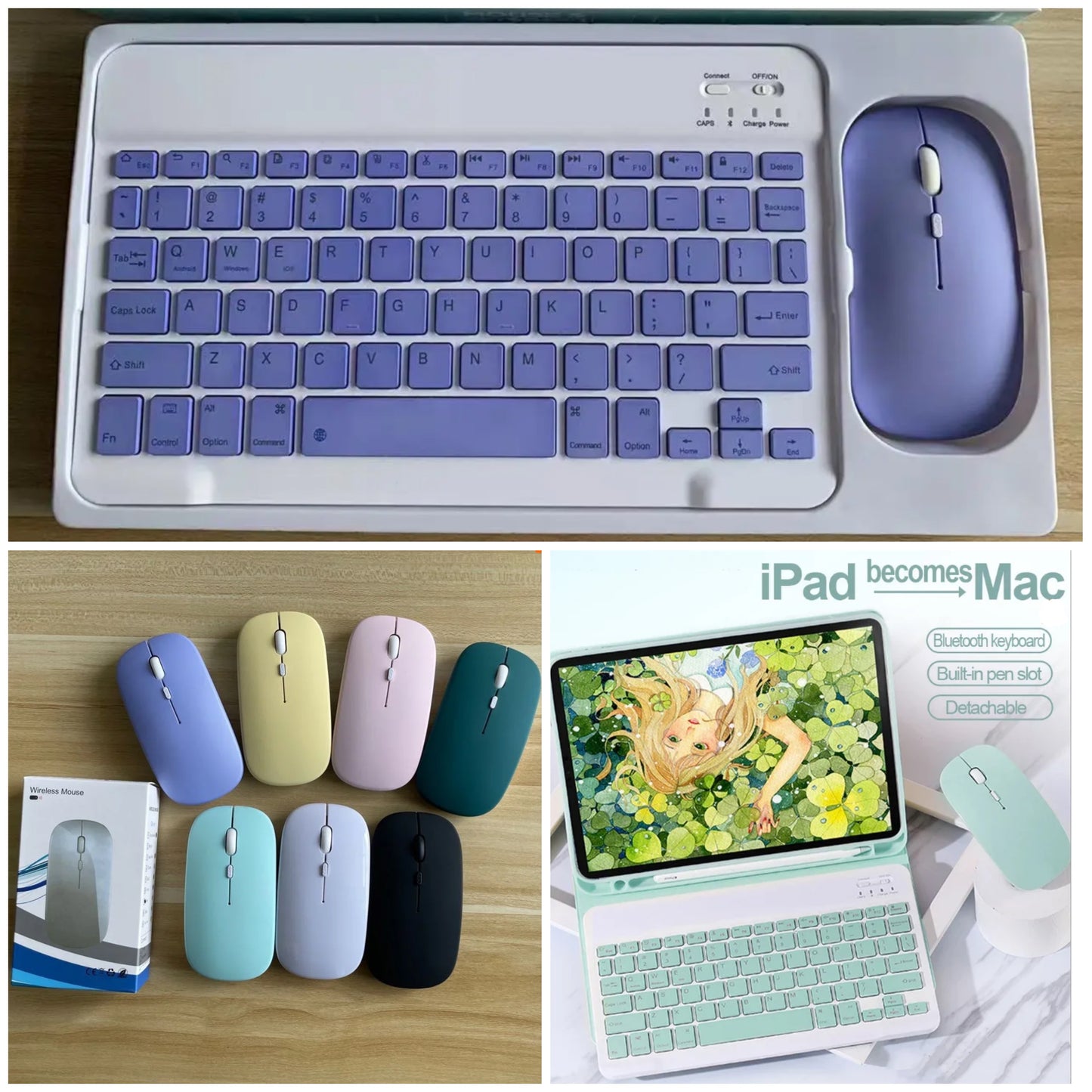 10 Sets - Wireless Keyboard & Mouse for iPad - Android Tablets