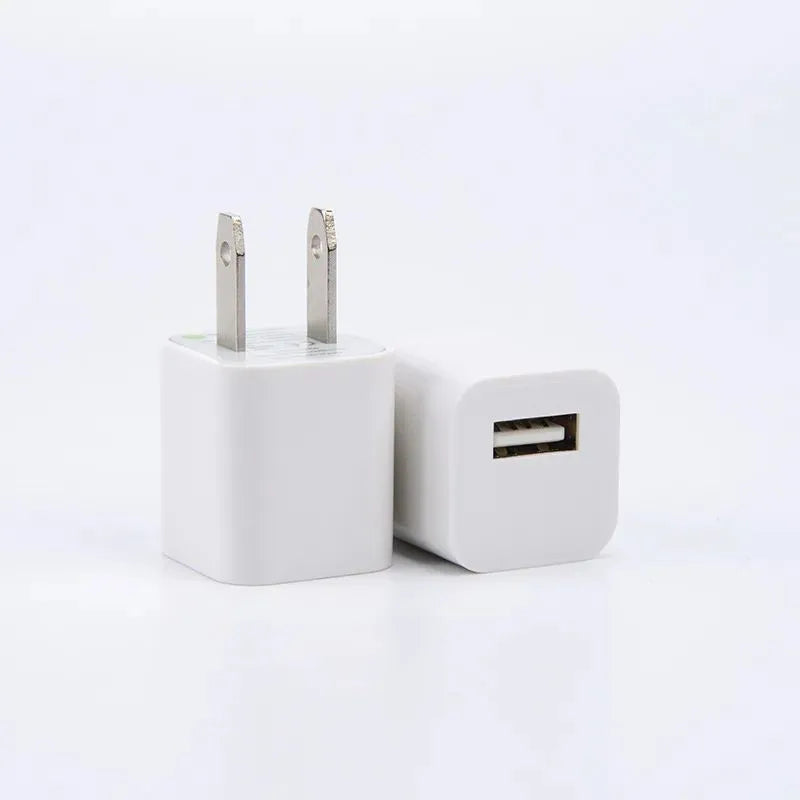 (100 Pcs) High Quality USB Wall Charger Plug 5V 1A White