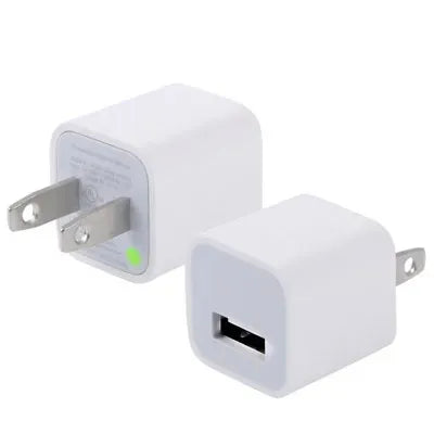 (100 Pcs) High Quality USB Wall Charger Plug 5V 1A White