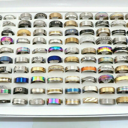 (200 Pcs) Unisex Stainless Steel Rings Men’s and Women’s