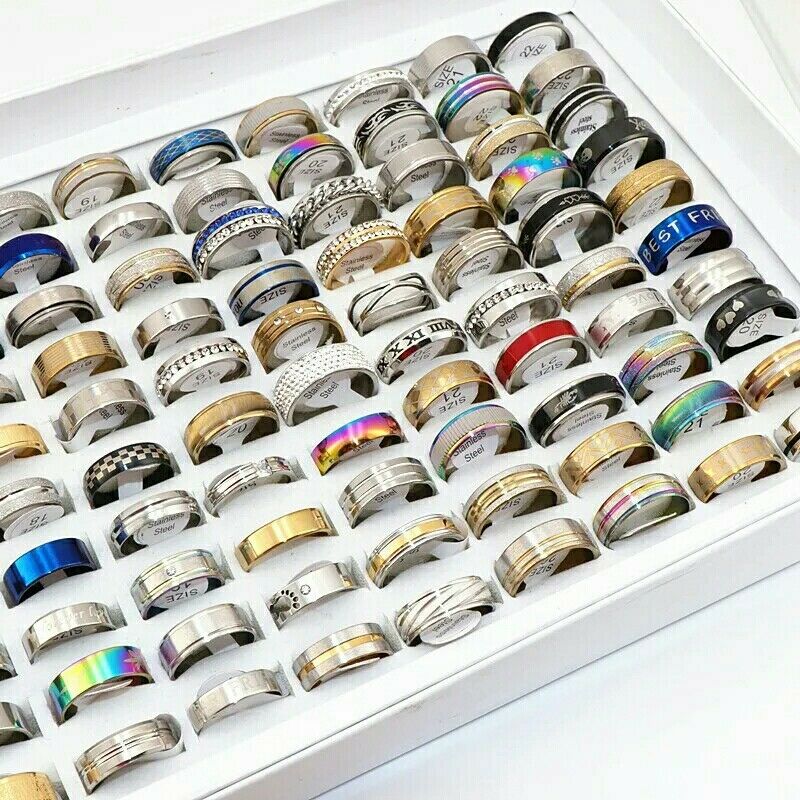 (200 Pcs) Unisex Stainless Steel Rings Men’s and Women’s