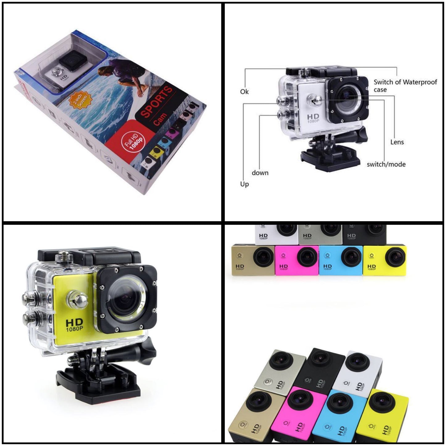 (10 Pieces) HD 1080p Waterproof Diving / Sports Action Cameras